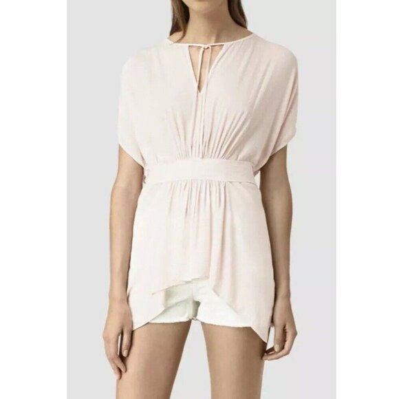 Allsaints Nevis Off White Anthropologie Tie Top Shirt Blouse P5176 - Picture 1 of 10